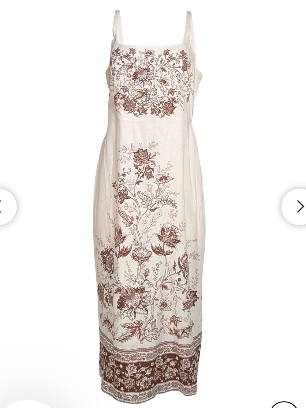 Christian Lacroix Linen Dress, size L, cream and brown floral